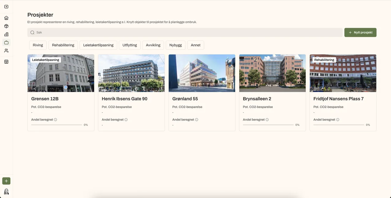 Prosjekter i Rehub: riving, rehabilitering og leietakertilpasning med CO²-potensial